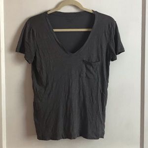 Madewell Slate Grey V-neck Cotton T-shirt